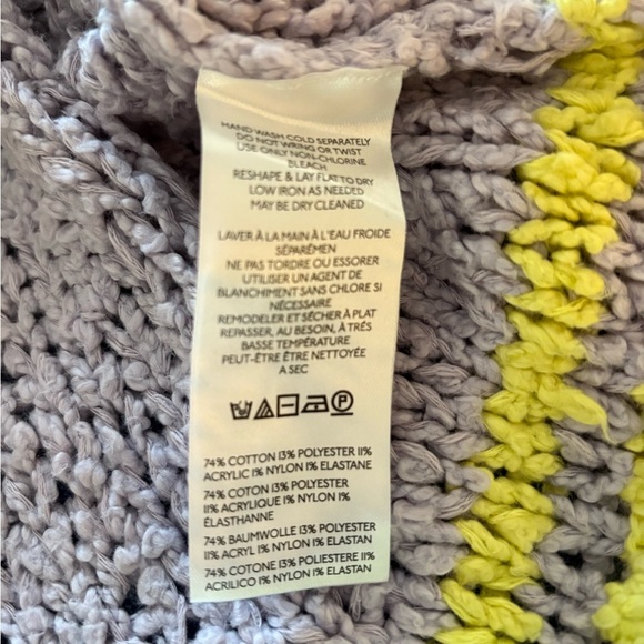 Pilcro Sailcloth Hooded Sweater Lavender Yellow Trim Size M Anthropologie - Picture 6 of 8